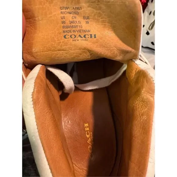 Coach unisex white leather Richmond high Top Fashion Sneaker size 9B(7 mens) - Picture 6 of 11